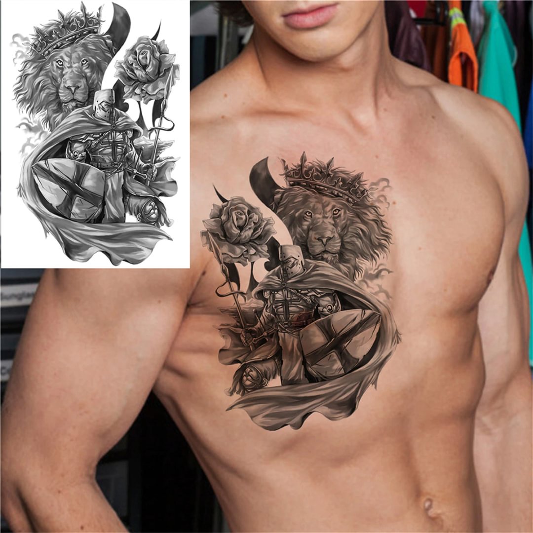 Sdrawing Anchor Skull Temporary Tattoos For Women Men Adult Pirate Black Skeleton Tattoo Sticker Fake Wolf Lion Tiger Tatoos Back