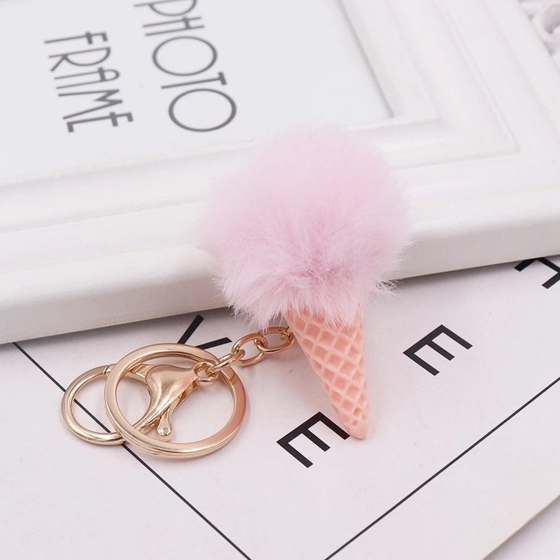 Cute Ice Cream Plush Women’s Bag Pendant Keychain
