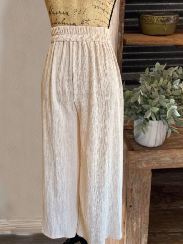 Casual Knot Top Wide Leg Pants Set