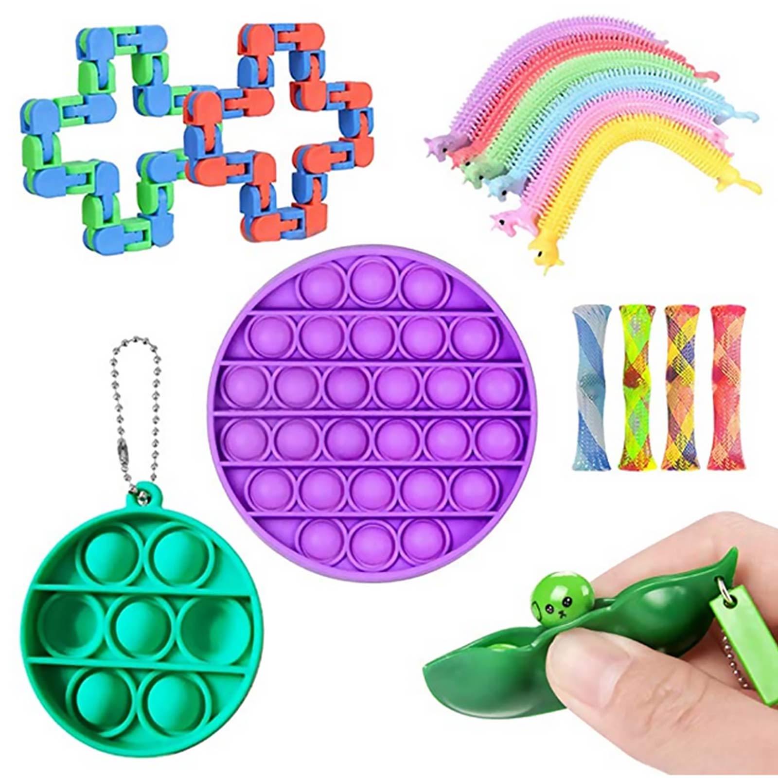

15pcs Sensory Fidget Toys Set Pack Stress Relief Push Bubble Autism Toys, 501 Original