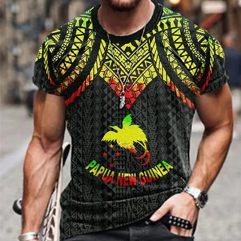 Men's 3D Print Tribal Graphic Prints Short Sleeve T-shirt