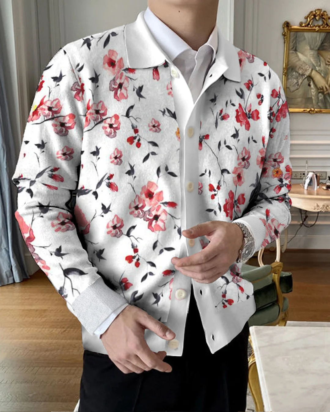 Men's Lapel Knitted Sweater Cardigan 4cae