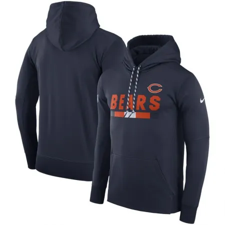 Men's  Chicago Bears Navy Blue Sideline Team Name Performance Pullover Hoodie