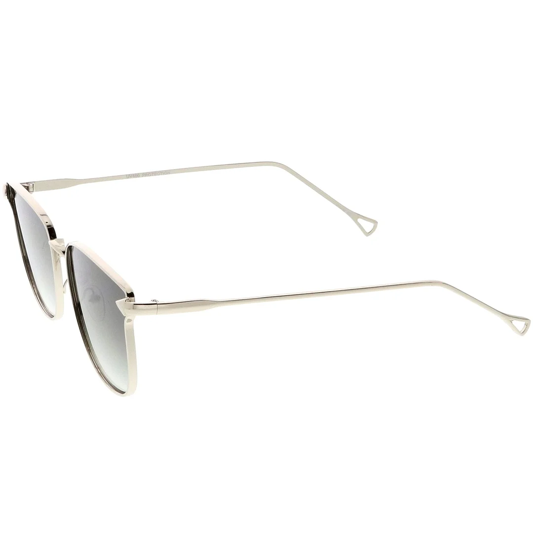 Modern Metal Square glasses With Flat Lenses And Slim Hook Arms 55mm