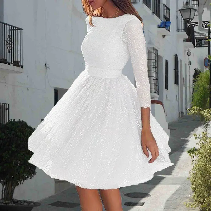 Uveng Uveng Ladies Fashioned Long Sleeve Dress High Waist Evening Cocktail Party Dresses Women's Fashion Costumes