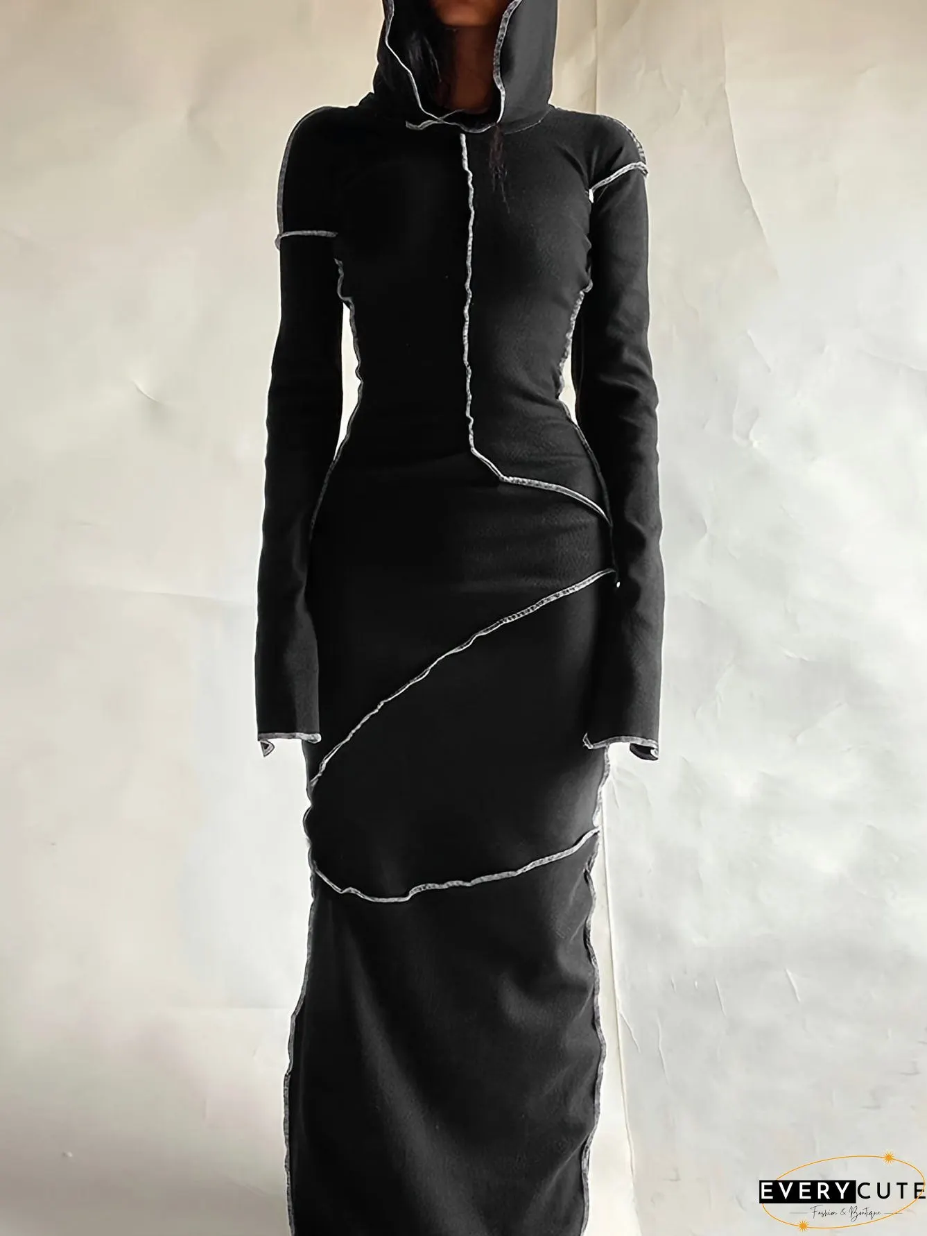 Flattering Maxi Dress with Contrasting Stitches