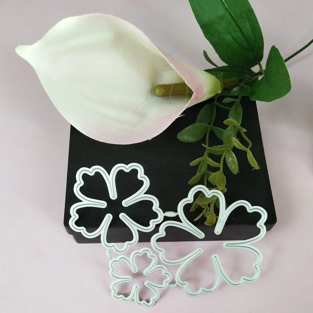 3-piece  Flower Metal Cutting Dies Cutter Stencils Scrapbooking Decorative Embossing Photo Album Decor Card Making DIY Crafts