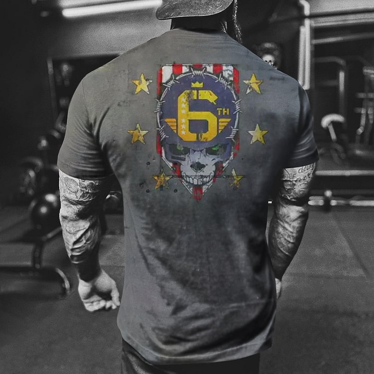 Cyberpunk Mens Fashion Sleeve Print Short T-Shirt