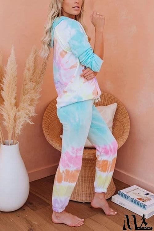 MidiSono - Tie Dye Flower Casual Hoodie