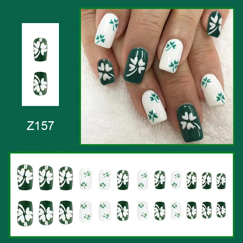 Churchf Nail Nail Square St. Patrick's Day Clover Scrub Finished Lucky Grass Nail Patch