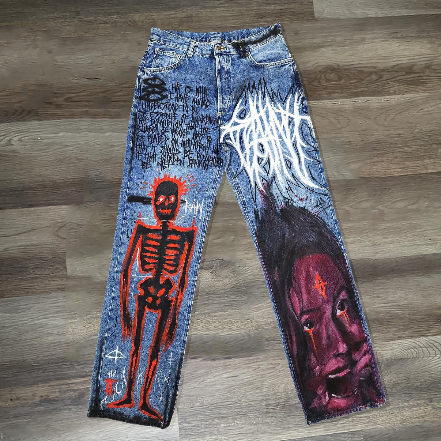 Skull & Personality Girl Print Jeans