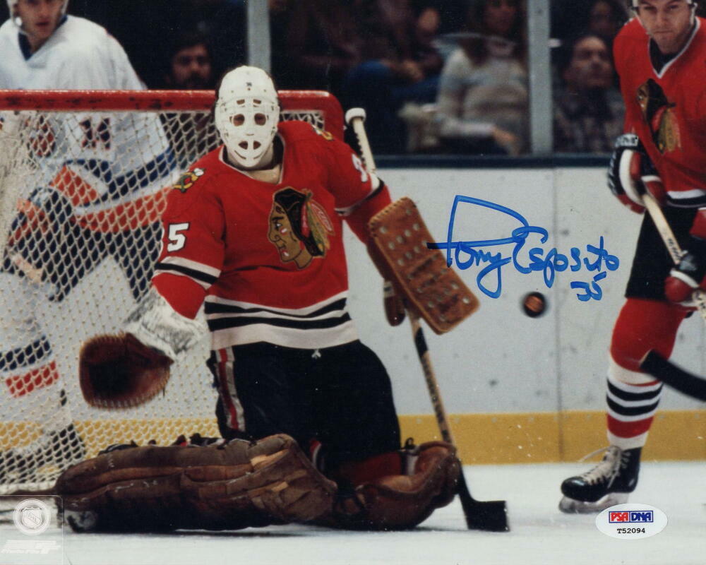 TONY ESPOSITO SIGNED AUTOGRAPH 8x10 Photo Poster painting - CHICAGO BLACKHAWKS LEGEND, RARE PSA