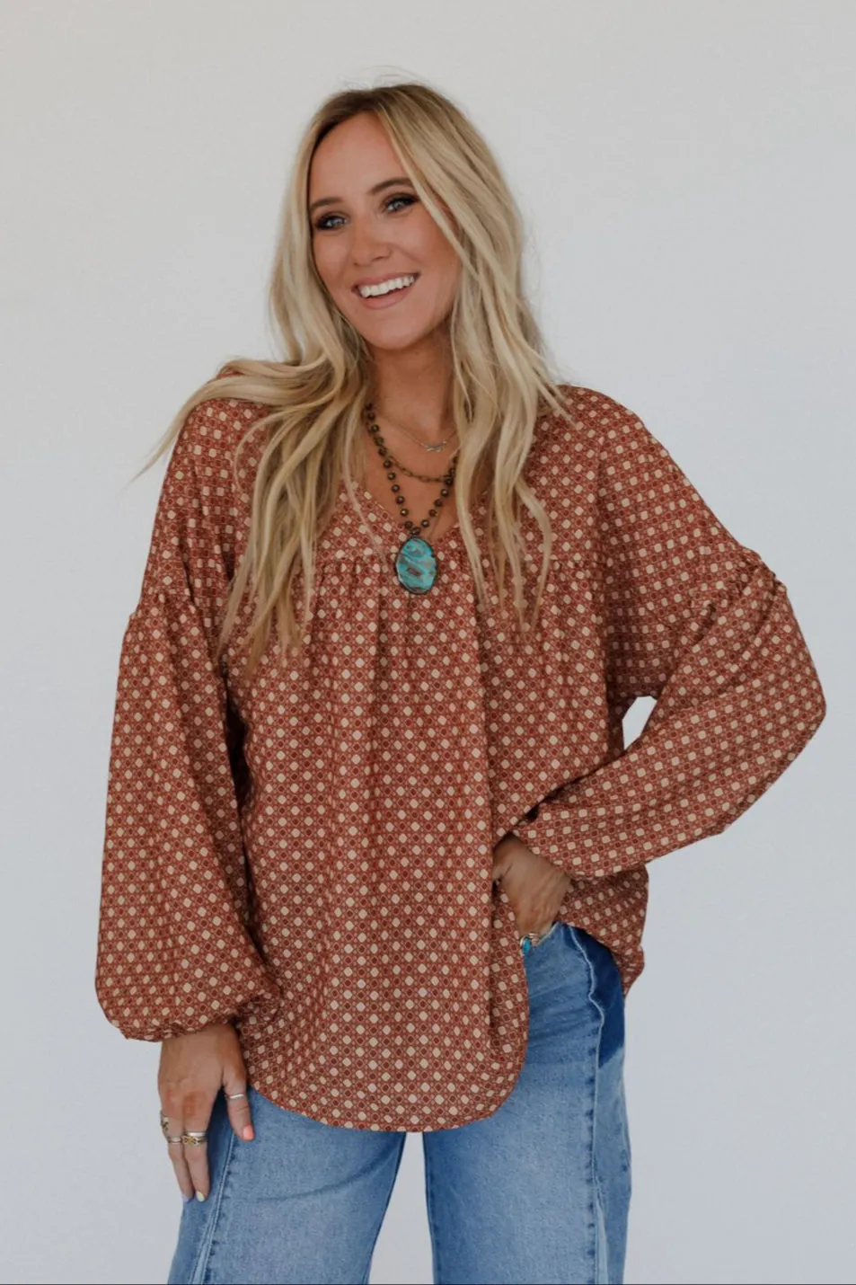 The Nest Kendrix Printed Top - Ginger