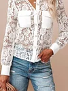 Lacy Crochet Long Sleeves Blouses