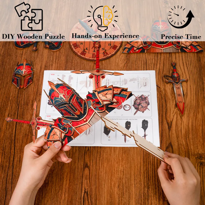 Knight&rsquo;s Compass Timepiece Wooden Clock Puzzle