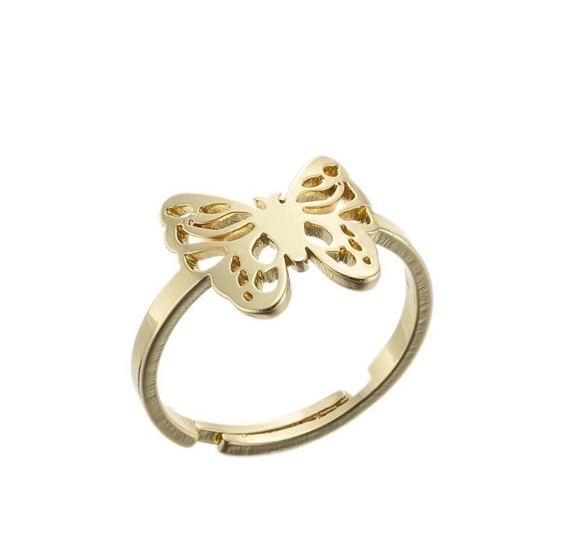 Modern Style Butterfly 201 Stainless Steel 18K Gold Plated Plating Open Rings