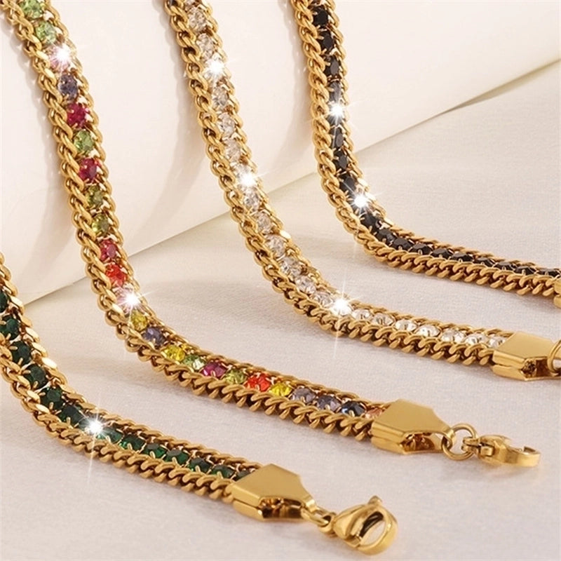 Modern Style Classic Style Irregular 304 Stainless Steel K Gold Plated Zircon Bracelets In Bulk