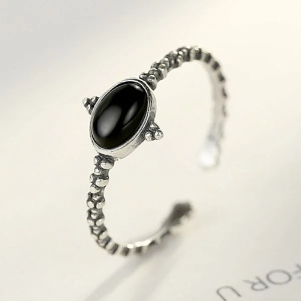 Natural Black Obsidian Vintage Irregular Ring