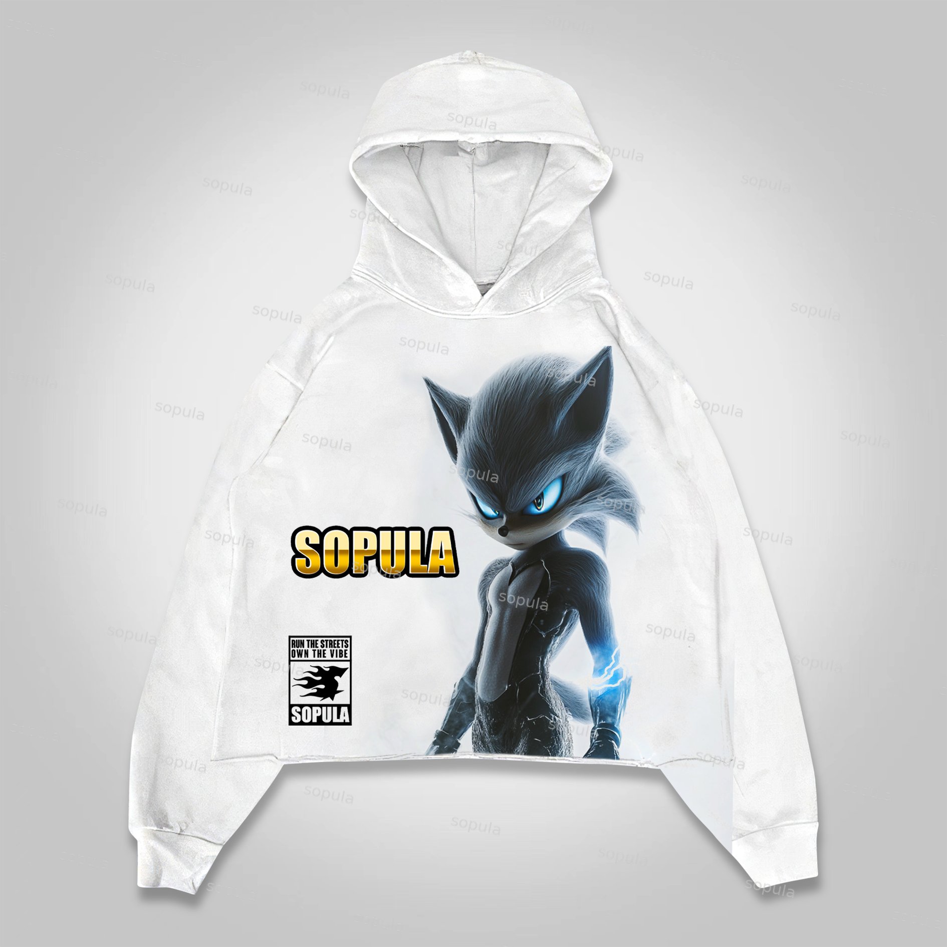 Sopula Sopula Street Cartoon Ip Graphic Cropped Hoodie - SOPULA