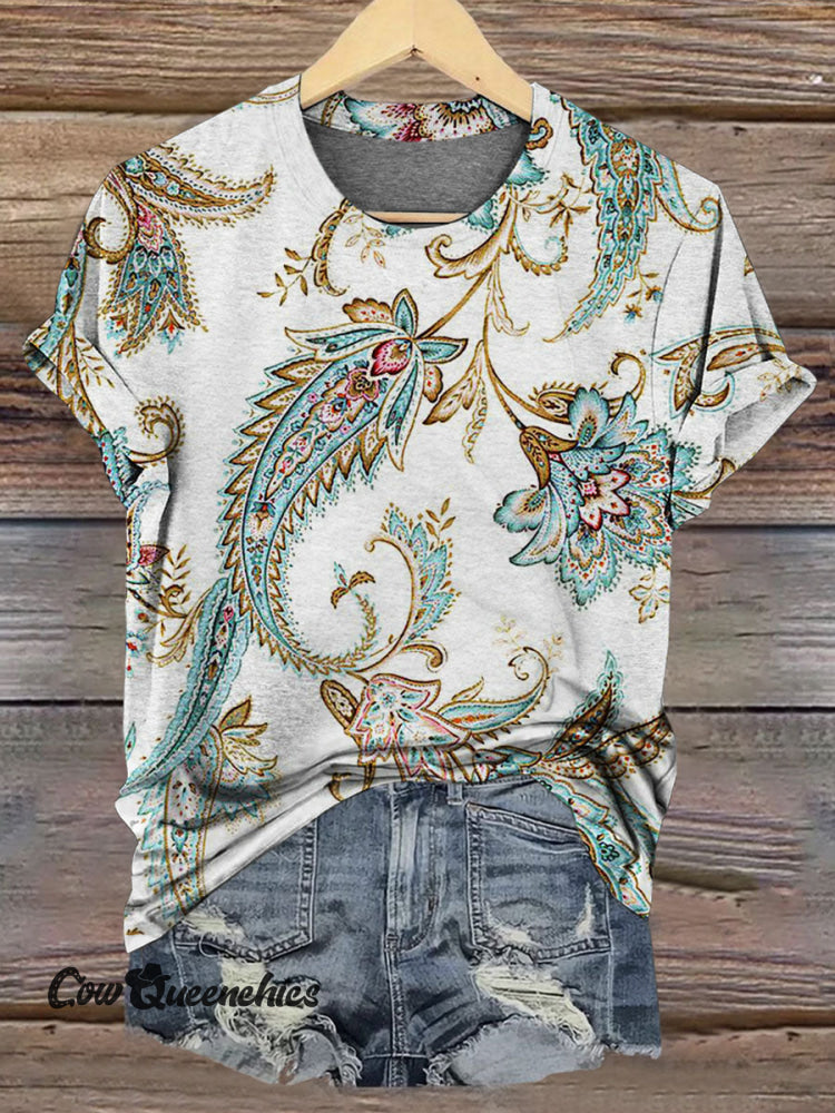 Paisley Printed Casual T-shirt Multicolor / S
