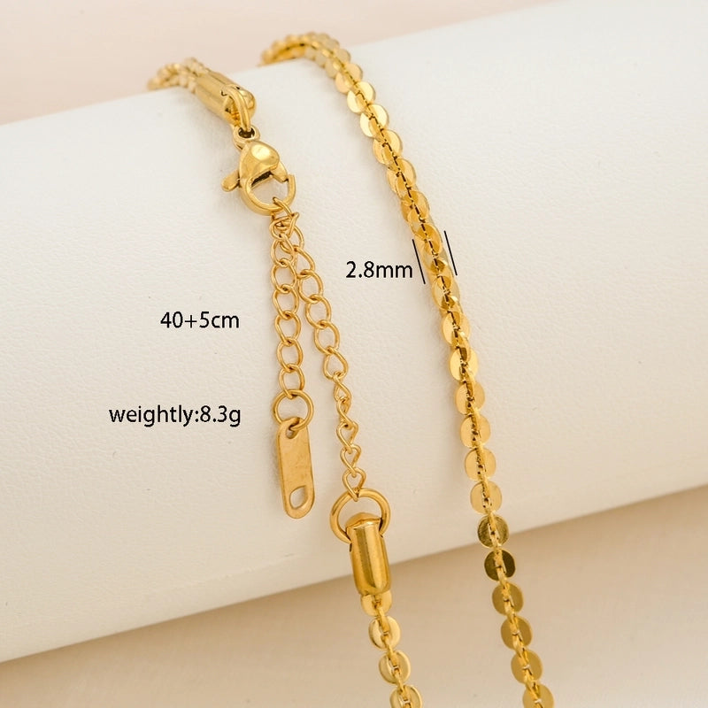 Basic Minimalist Solid Color 304 Stainless Steel 18K Gold Plated Necklace