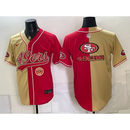 Men's San Francisco 49ers Red Split Cool Base Stitched Baseball Jersey W4DS