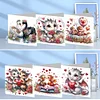 6Pcs Valentines Day Dinosaur Diamond Painting Greeting Card