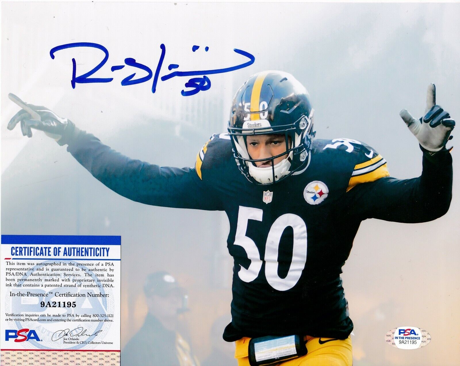 RYAN SHAZIER PITTSBURGH STEELERS PSA/DNA AUTHENTICATED ACTION SIGNED 8x10