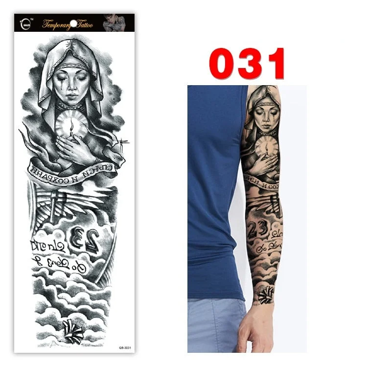 Full Arm Series Temporary Tattoo Full Arm Tattoo Sticker Lasting Waterproof Sweat Flower Arm Full Arm Tattoo Big Picture Sticker