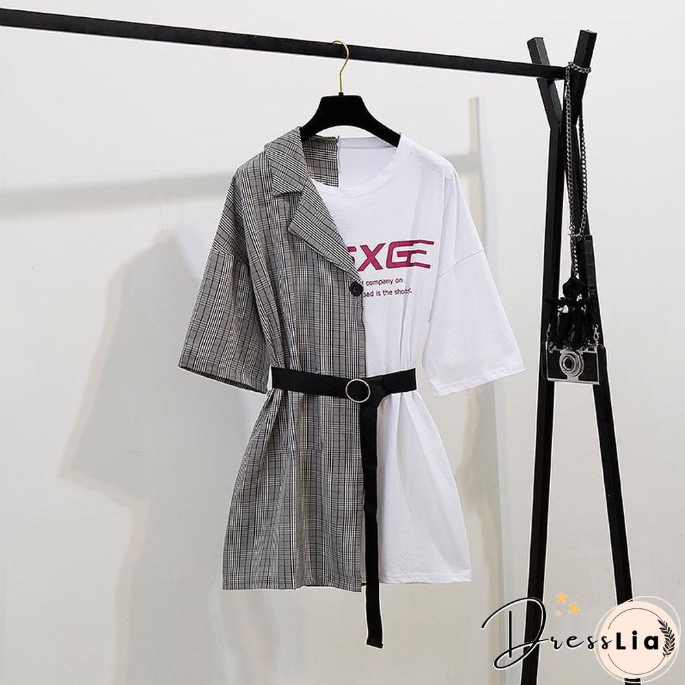 Fashion Plaid Patchwork Mini Dress P11635