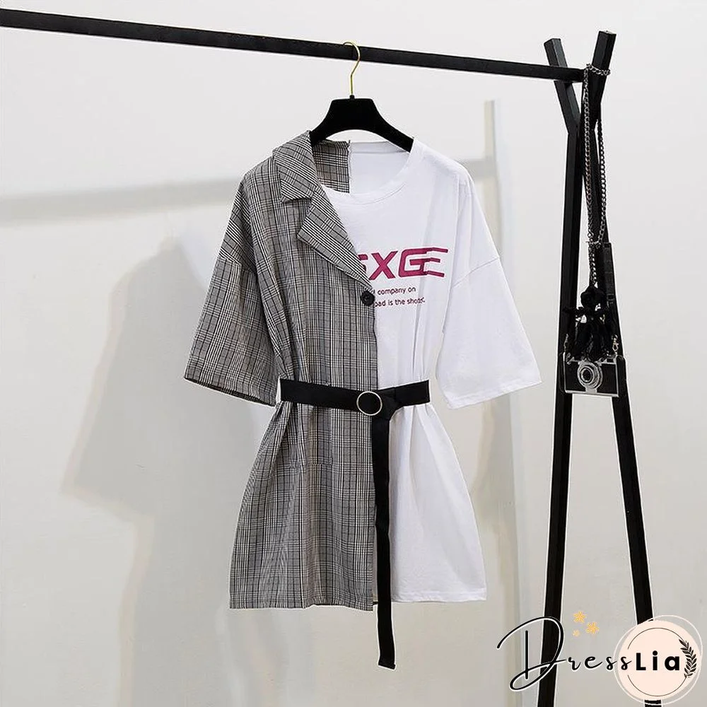 Fashion Plaid Patchwork Mini Dress P11635