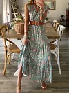 Floral Printed Sleeveless Midi Dress