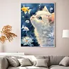 White Cat Watching Fish-11CT Stamped Cross Stitch 40*53cm/15.75*20.87in