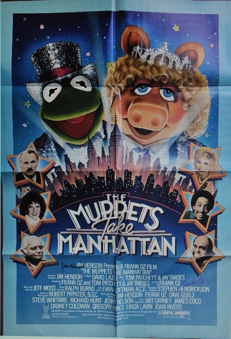 The MUPPETS TAKE MANHATTAN Poster Signed X2Jim Henson, Frank Oz wcoa