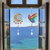 2Pcs Diamond Painting Acrylic Double Sided Butterfly and Moon Wind Chime Suncatcher with Crystal Hanging Pendant