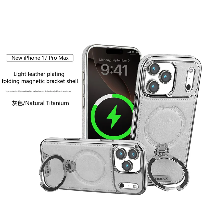Business Leather Phone Case for iPhone 360° Rotating Ring Magnetic Holder Shockproof Protective Cover