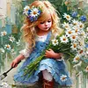 Peinture &agrave; l'huile Daisy Girl-Peinture Diamant Ronde Compl&egrave;te-40*40CM