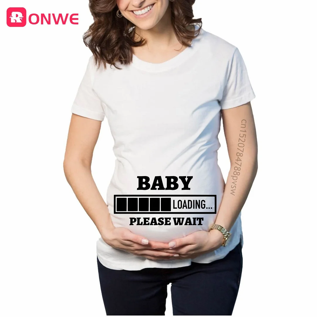 Baby Girl Loading Women Pregnant Printed T Shirt Mom Maternity Short Sleeve Pregnancy Announcement Tops Tee Funny Clothes