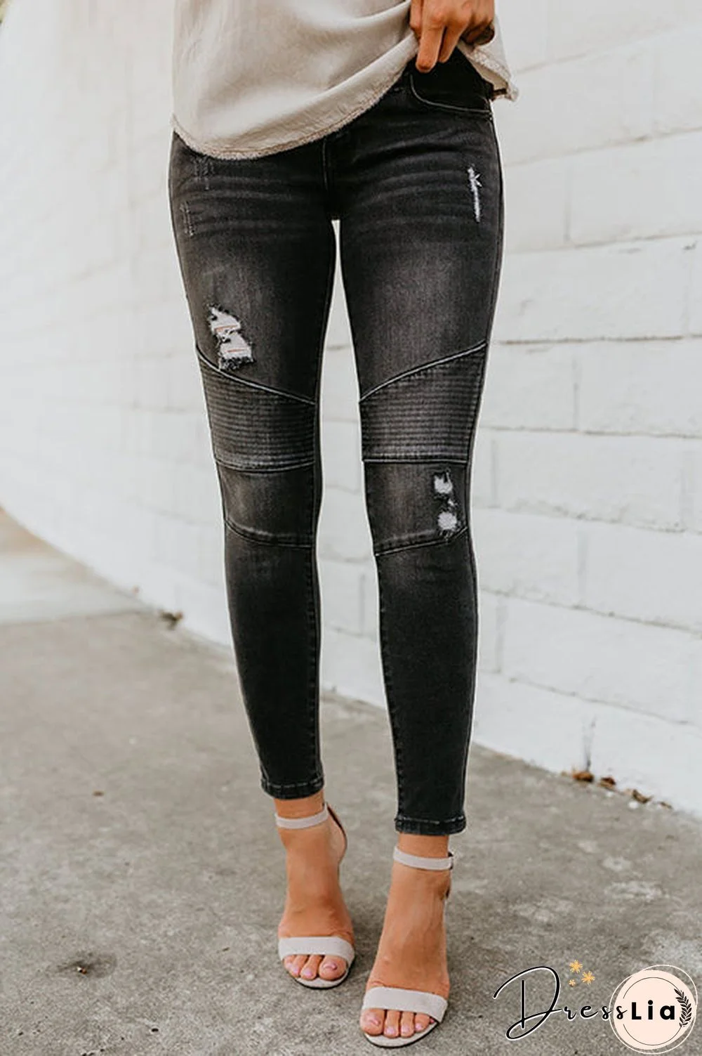 Ripped Slim Fit Black Jeans