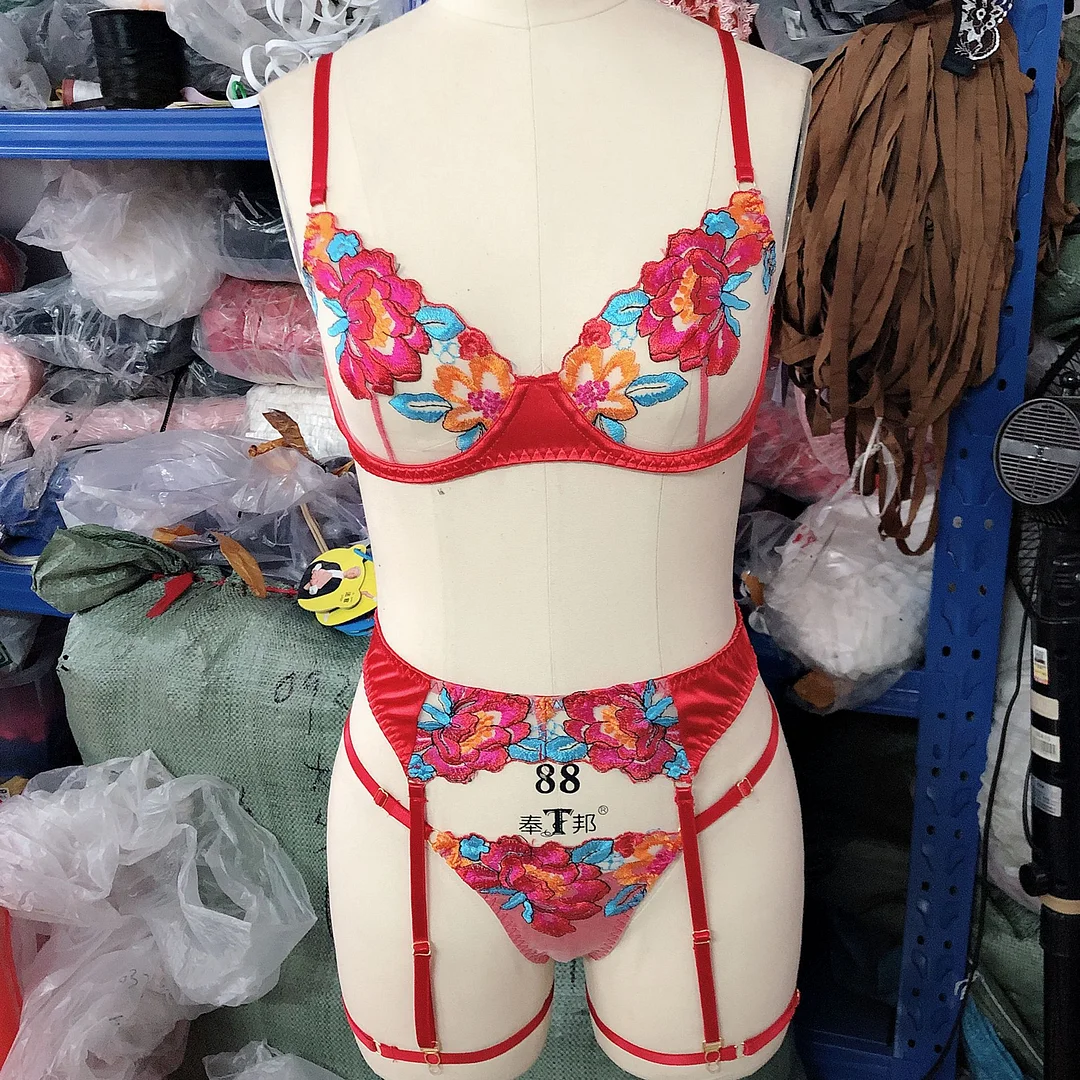 Billionm Floral Erotic Lingerie Sensual Lace Hollow Out Intimates Transparent Embroidery Underwear Women  Porn Sissy Nightwear Sets Thong