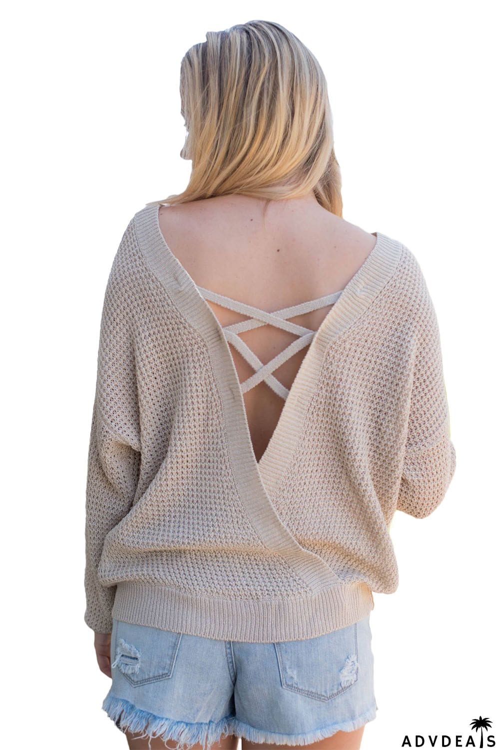 Cross Back Hollow-out Sweater