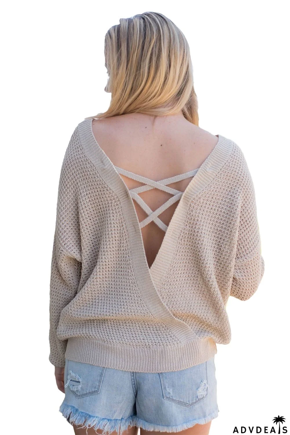 Cross Back Hollow-out Sweater