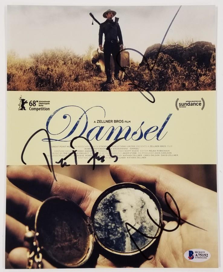 DAMSEL Cast (3) Signed 8x10 Photo Poster painting Forster Pattinson + 1 more (B) Beckett BAS COA