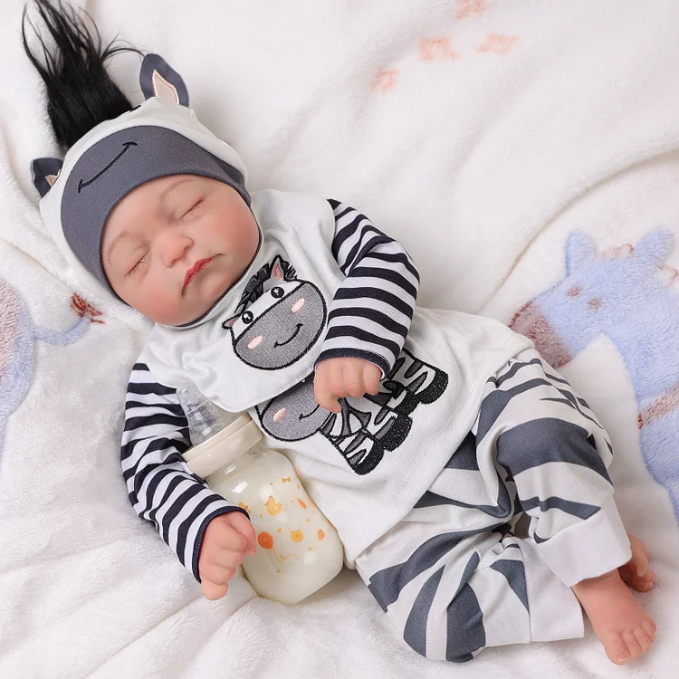 Babeside Connie 20'' Realistic Reborn Boy Doll with Zebra Stripe Crawl Suit