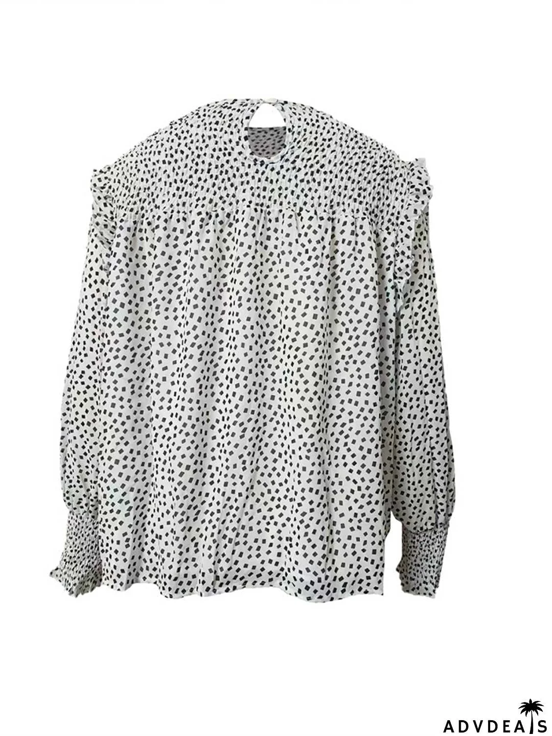 Round Neck Lantern Sleeve Blouse