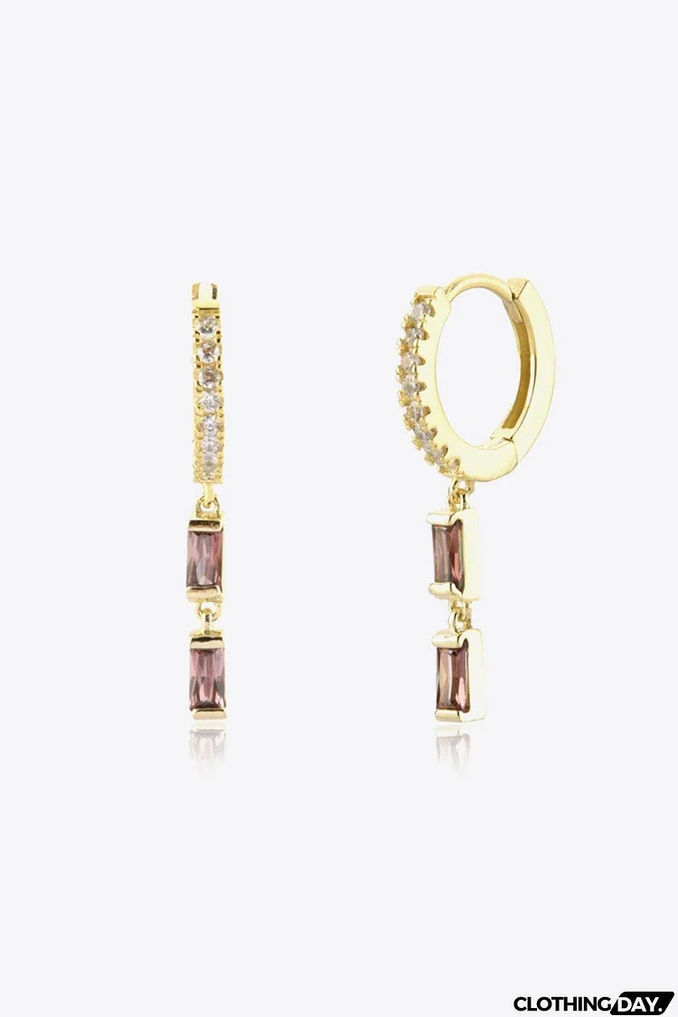 Zircon 925 Sterling Silver Drop Huggie Earrings