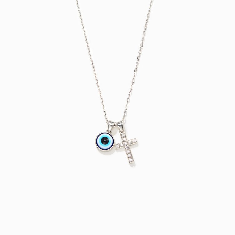 Blessed and Protected Cross&evil Eye Necklace