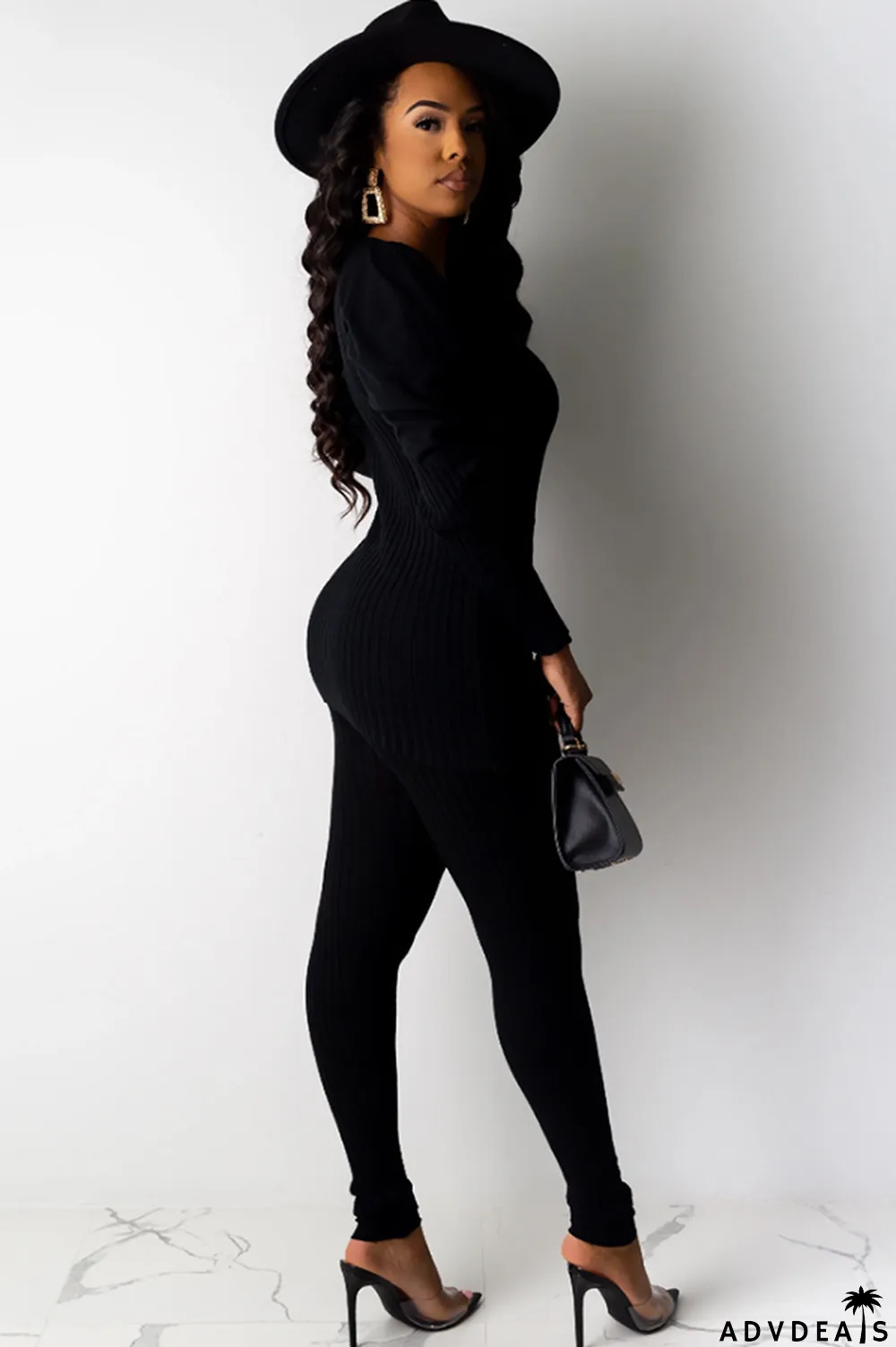 Army Green Polyester Casual Solid Patchwork Two Piece Suits pencil Long Sleeve Two-piece Pants Set