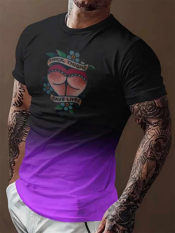 Thick Thighs Save Lives Print Color-blocking Tees