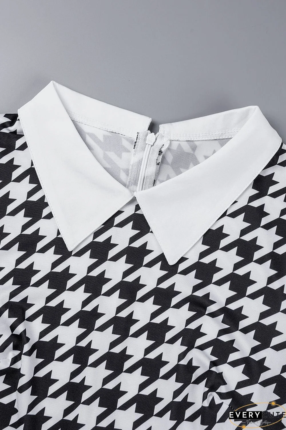 Multicolor Casual Print Patchwork Turndown Collar Short Sleeve Dress